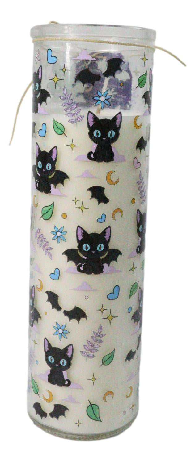 Halloween Magic Cute and Creepy Cat Bat Lavender Scented Glass Tube Candle