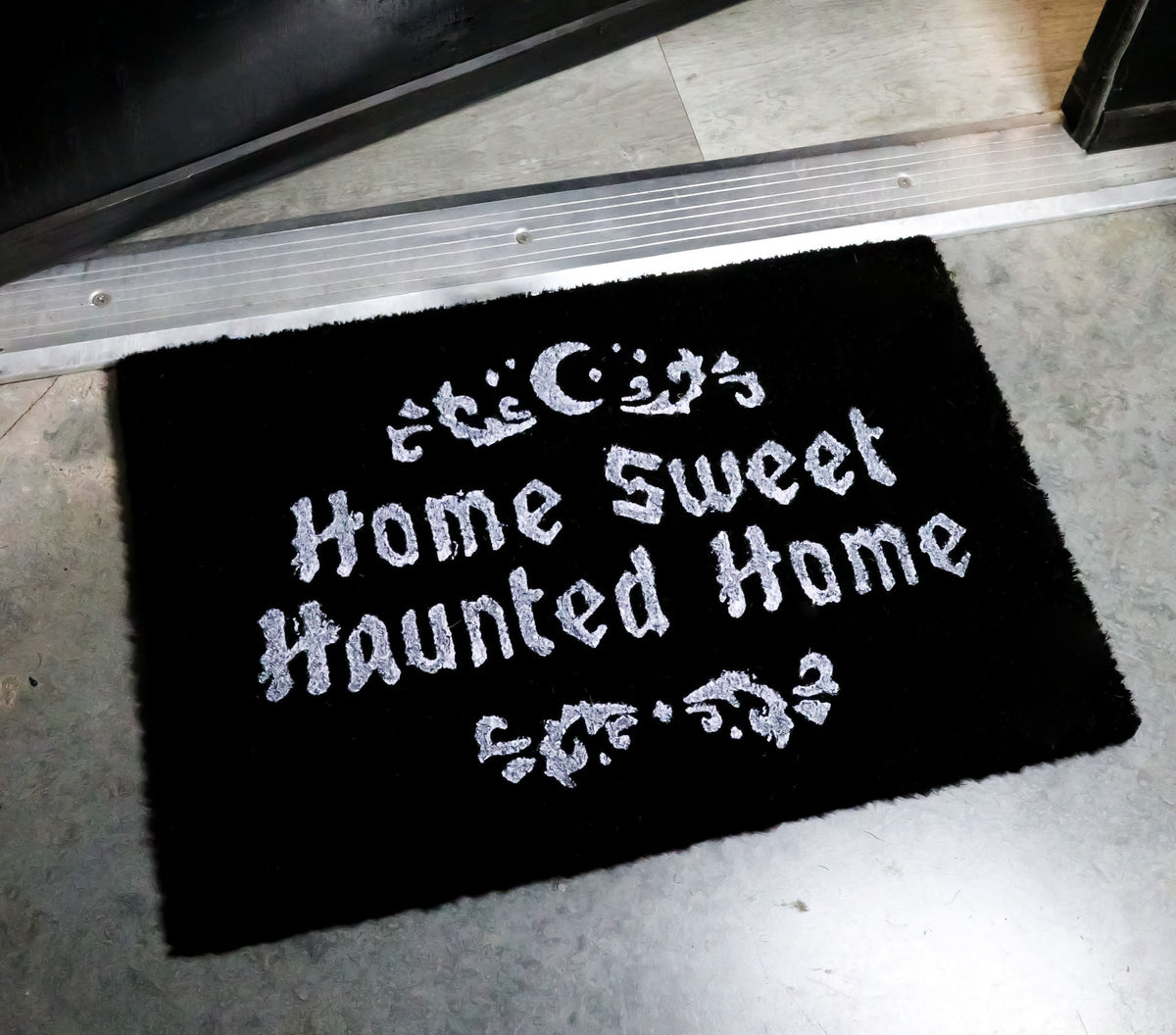 Home Sweet Haunted Home Halloween Black Coir Coconut Fiber Floor Mat Doormat