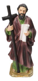 Christian Apostle Of Jesus Martyr Saint Philip With Tall Cross Figurine 8"H