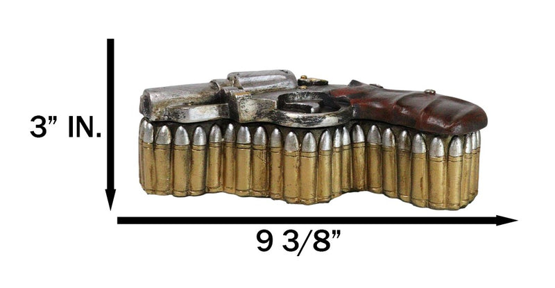 Rustic Old World Western Country Cowboy Gun Pistol With Bullets Trinket Box