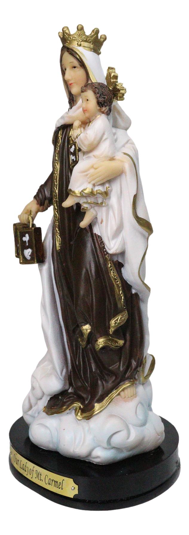 Our Lady of Mount Carmel Virgin Mary Carrying Child Jesus Figurine with Base