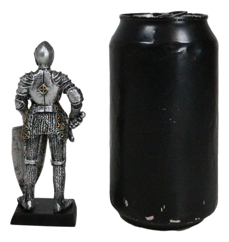 Medieval Knight In Suit Of Armor With Sword Lion Heraldry Shield Mini Figurine