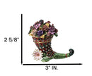 Floral Cornucopia Horn Of Plenty Pewter Austrian Crystals Trinket Jewelry Box