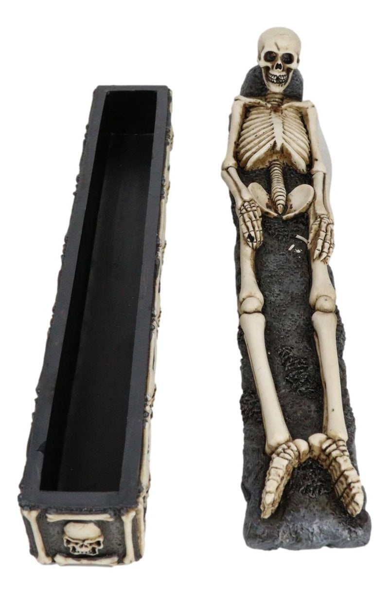 Bone Chilling Skeleton Rest In Peace Tomb Graveyard Incense Stick Holder And Box