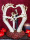 Love Never Dies Skeleton Bride & Groom With Skeletal Hands Wedding Arch Figurine