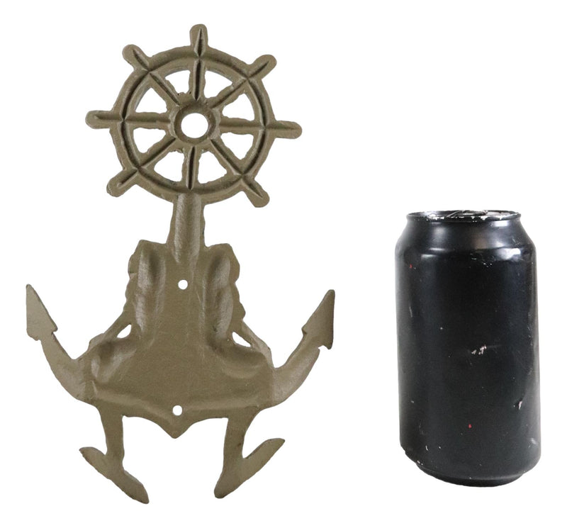 Cast Iron Rustic Nautical Mermaids On Ship Anchor And Helm Double Wall Hooks