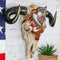 Rustic Western Cow Skull With Bald Eagle American Flag Spirit Of USA Wall Decor