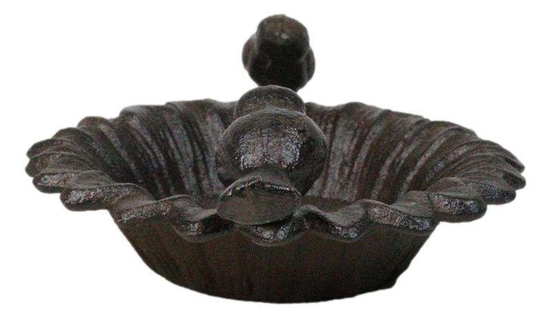 Small Rustic Cast Iron Lovebirds Perching On Sunflower Garden Bird Feeder Bath