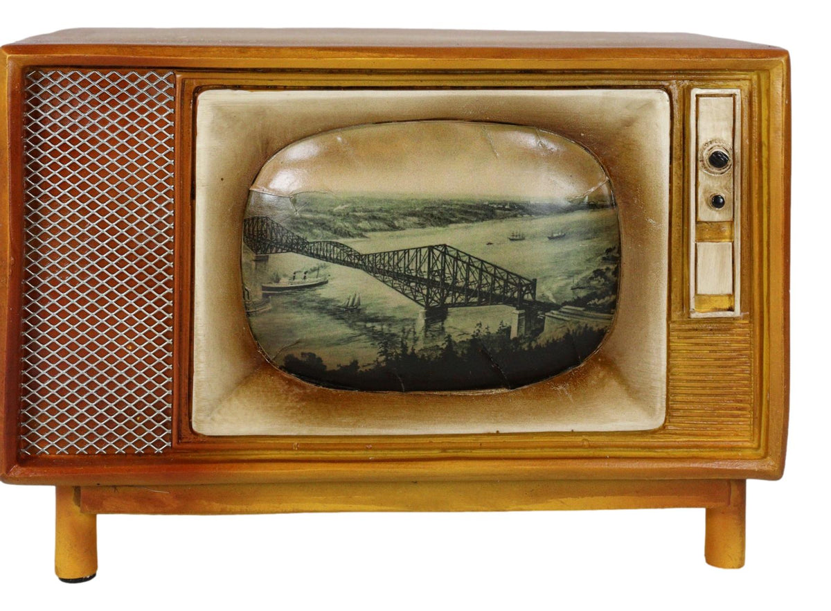 Vintage Retro Rectangle TV Television Box Set Money Coin Savings Piggy Bank