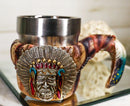 Native Indian Tribal Chief Warrior With Eagle Roach Feather Handle Mug Cup