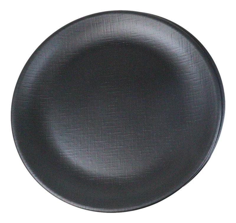 Pack Of 6 Black Silk Melamine Round Dinner Plates 10"D Restaurant Supply