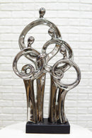 Silver Plated Ceramic Abstract Modern Gallery Art Family Of 4 Unit Figurine