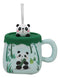 Cute Panda Bear By Bamboo Forest Green Ceramic Mug With Silicone Lid And Straw