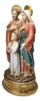 Catholic Holy Family Mary Joseph and Jesus With Rosary Drawer Box Figurine 9"H - Ebros Gift