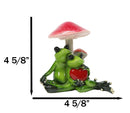Love is in The Air Green Frogs Couple With Heart by Toadstool Mushrooms Figurine