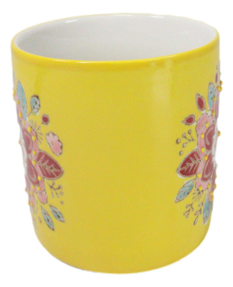 Yellow Manipura Navel Chakra Zen Flower Of Life Mandala Circle Ceramic Mug