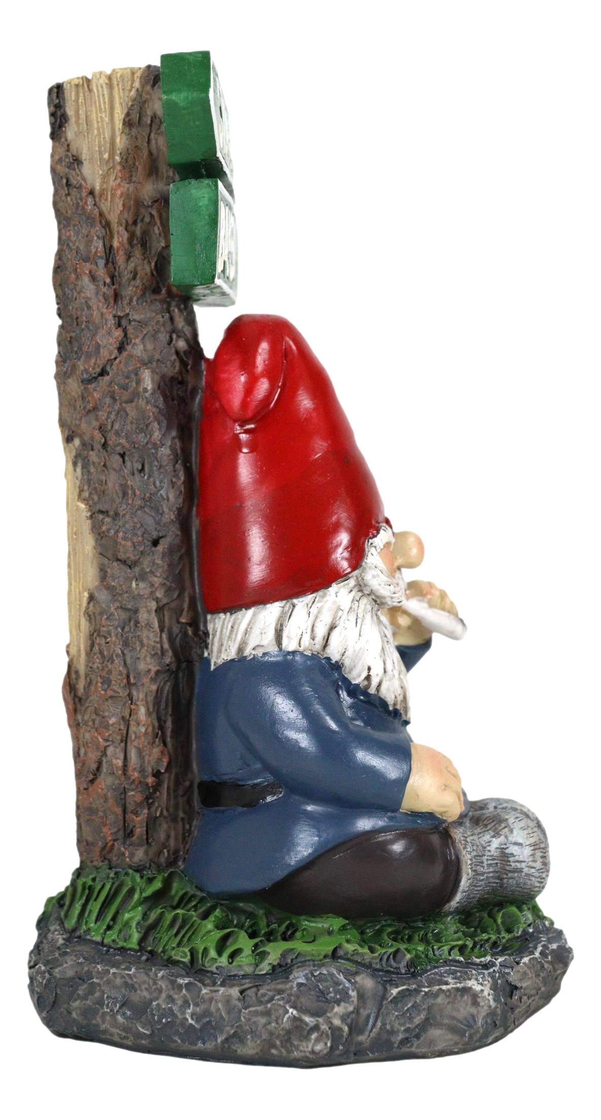 Mr Gnome Dwarf Stoner Smoking Stash Sitting By 'High' Way Crossroads Figurine