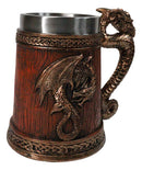 Large Dragon Barrel Mug with Sword Sculpted Handle – Medieval Drink Tankard 20oz