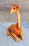 Ebros Safari Savannah Sitting Giraffe Statue 6.25"Tall Faux Wood Resin Wildlife Giraffe Figurine