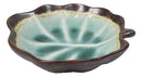 Pack Of 6 Crackle Green Midori Kannyu Ceramic Leaf Shaped Appetizer Salad Plates