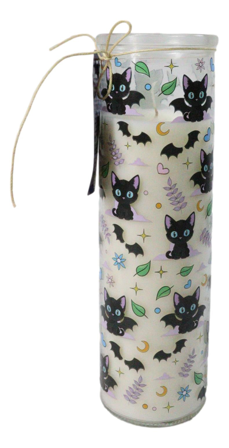 Halloween Magic Cute and Creepy Cat Bat Lavender Scented Glass Tube Candle