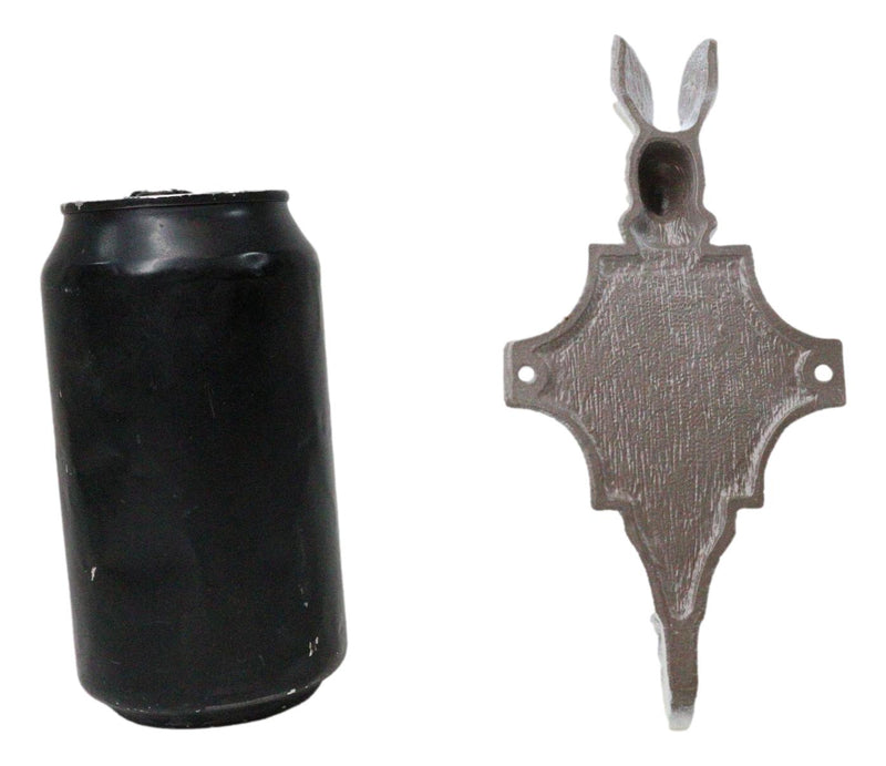 Pack Of 2 Antique White Pewter Bunny Rabbit Head Wall Coat Hooks With Chalkboard