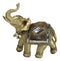 Golden Feng Shui Trunk Up Elephant With Gemstones Bullhook Tapestry Figurine