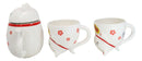 Japanese Maneki Neko Lucky Beckoning Cat Ceramic Tea Pot And 2 Teacup Mugs Set