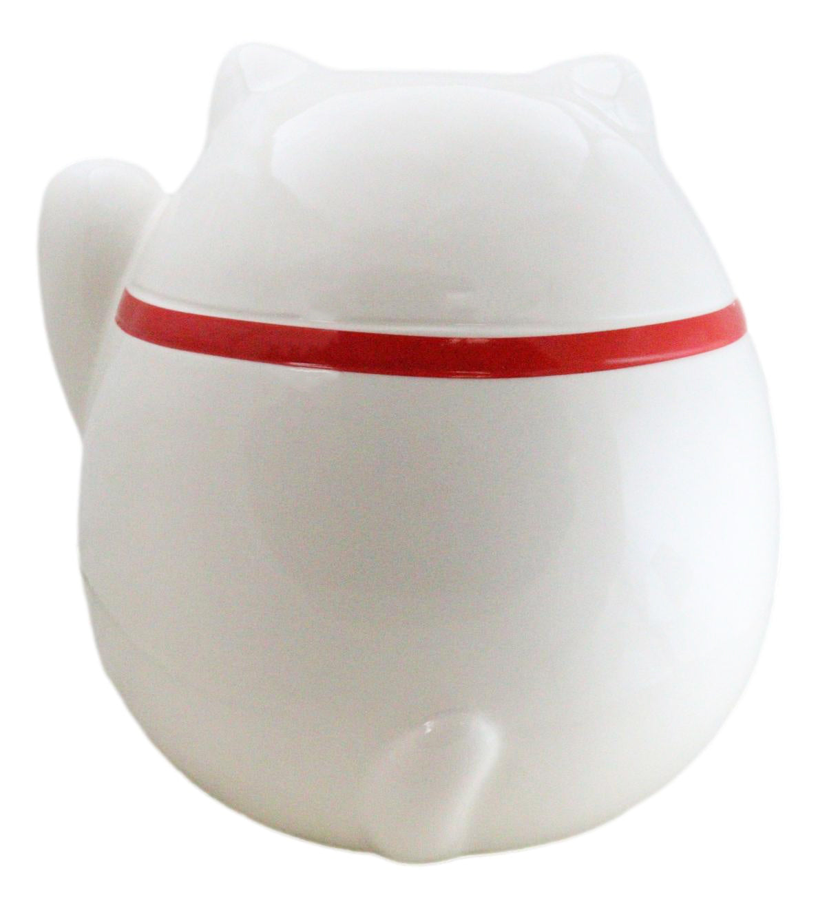 Japanese Lucky Charm Beckoning Cat Fat Maneki Neko Money Coin Bank Figurine