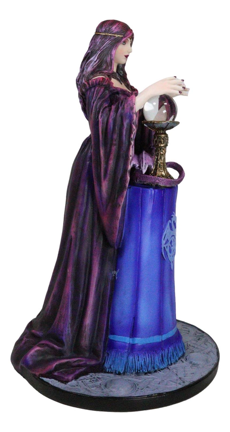 Fantasy Myths Legends Dragon Sorceress Witch With Scrying Crystal Ball Figurine