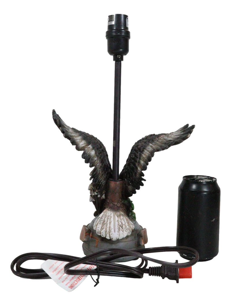Patriotic Bald Eagle With American Flag Star Memorial Table Lamp Sculpture