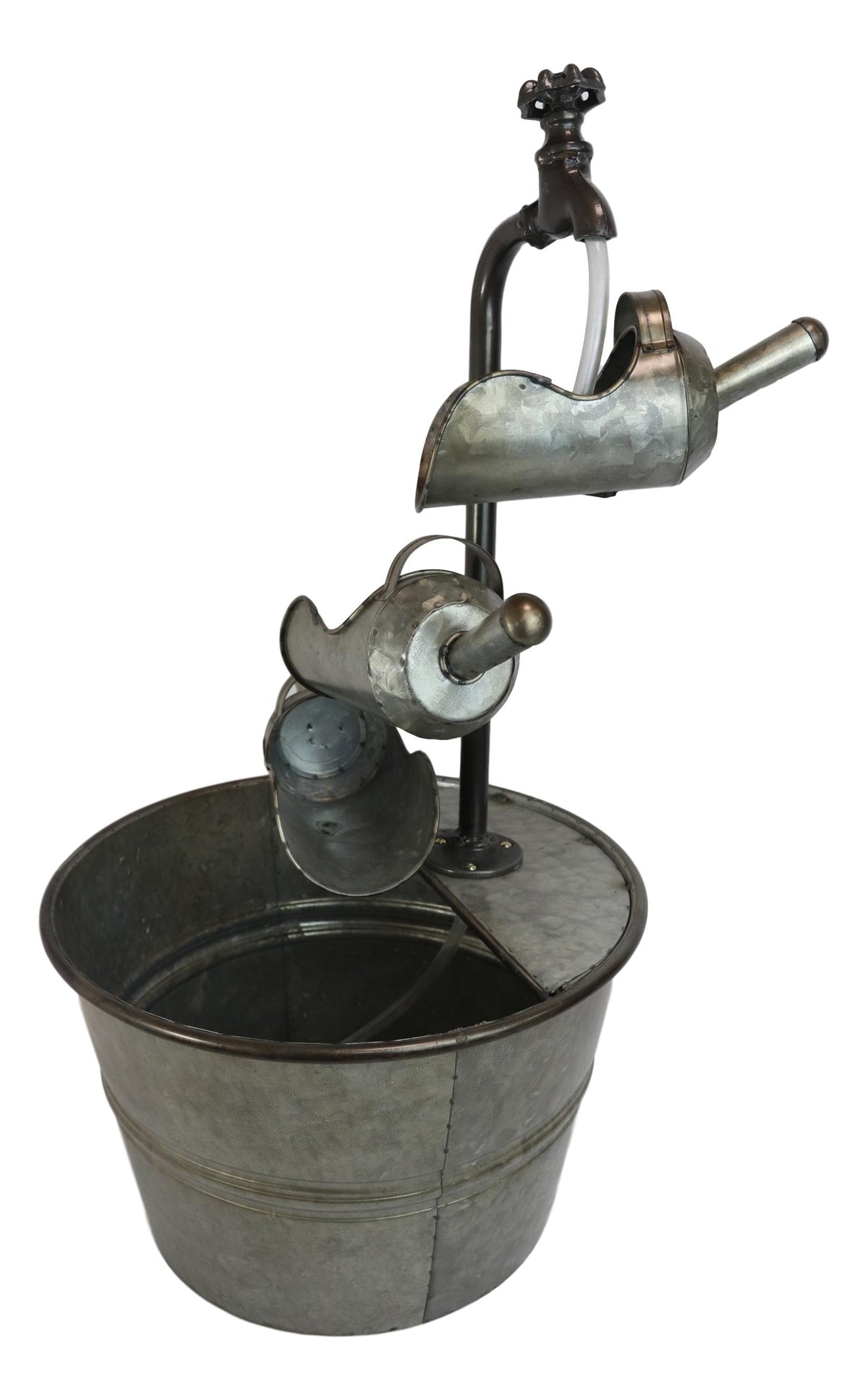 Galvanized Metal Rustic 3 Tier Shovels Cascading Basin Electric Water Fountain
