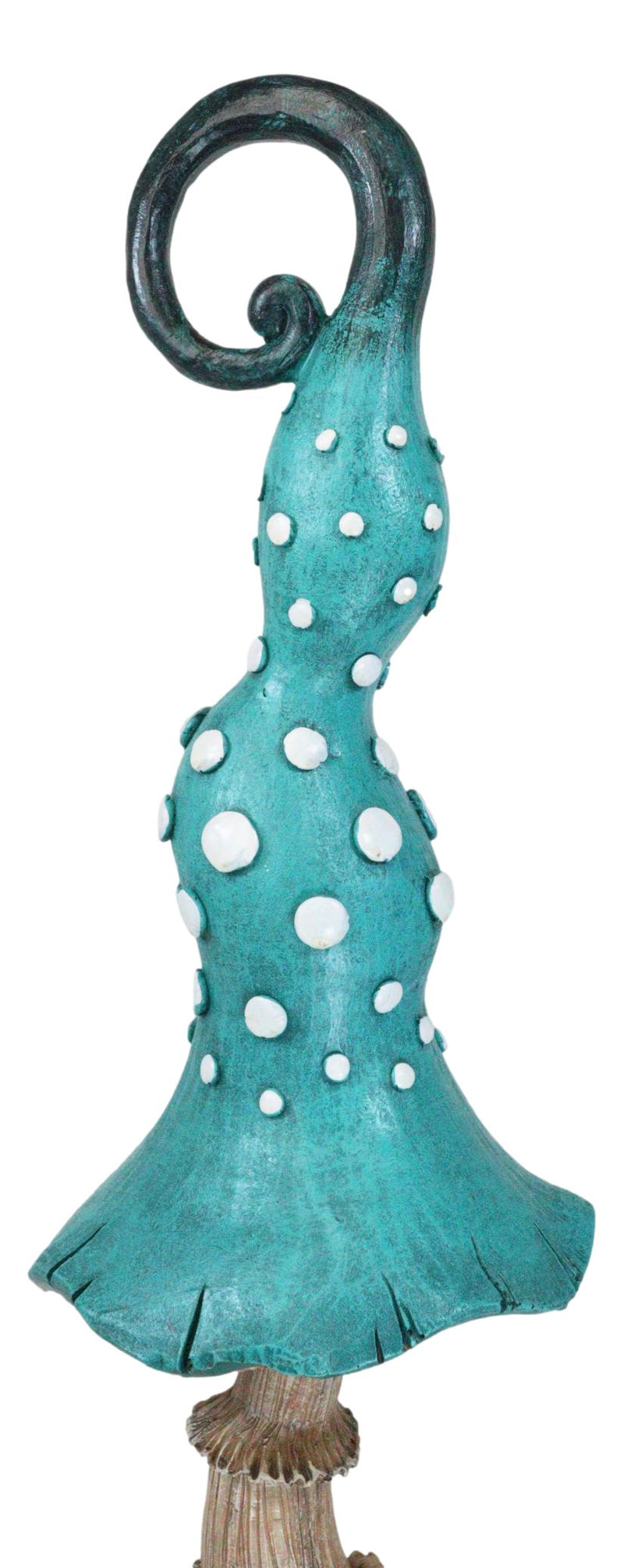 Enchanted Fairy Garden Blue Spotted Crooked Toadstool Mushroom Figurine 17"H