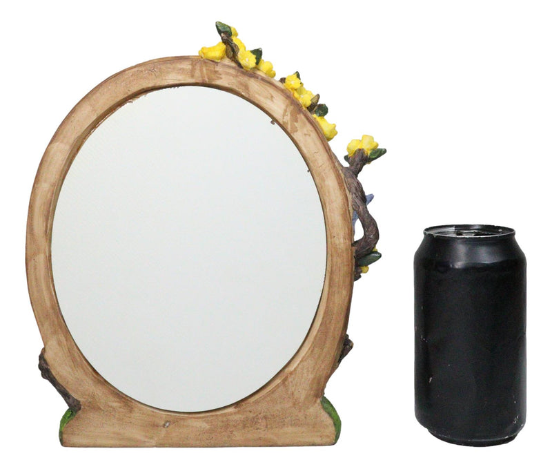 Beautiful Crowned Fairy Daydreaming in The Forest Table Desktop Mirror Figurine