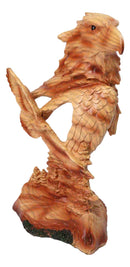 Rustic Wildlife Faux Wood Eagle Bust Head Sculpture with Soaring Eagle Cutout