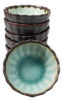 Pack Of 6 Crackle Green Midori Kannyu Small Round Appetizer Sauce Kozara Dishes