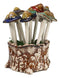 Fairy Garden Colorful 12 Piece Ceramic Mushroom Picks With Planter Holder Set