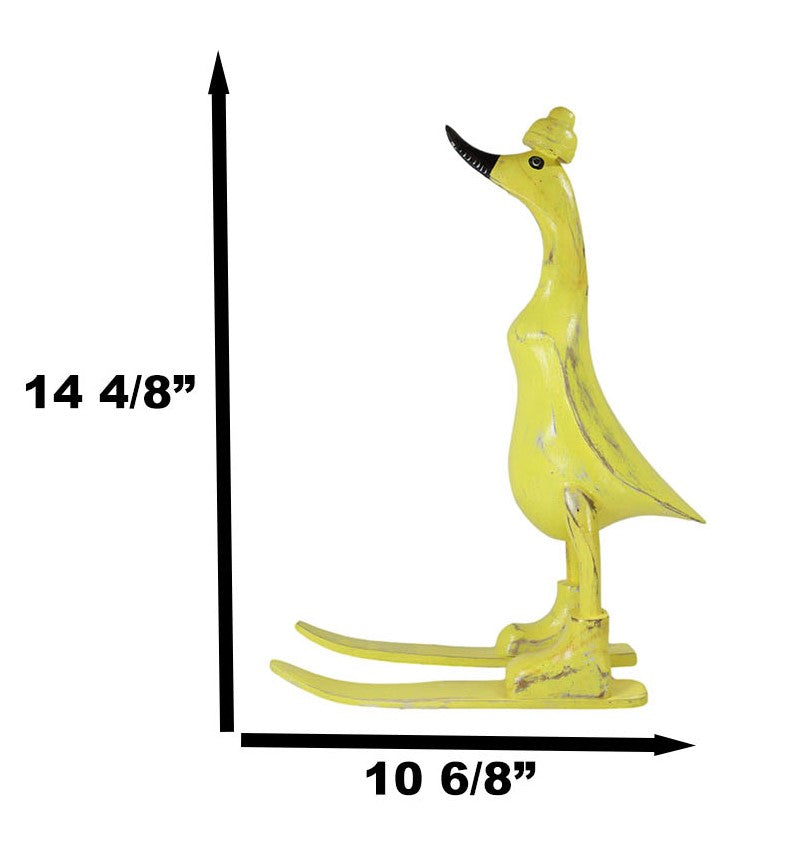 Balinese Wood Handicrafts "Bebek Angsa" Tropic Sunny Yellow Skiing Duck Figurine