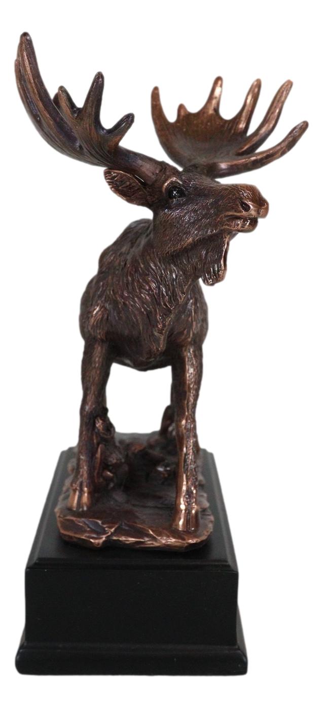The Emperor Wild Elk Bull Moose Statue Bronze Electroplated Figurine With Base - Ebros Gift