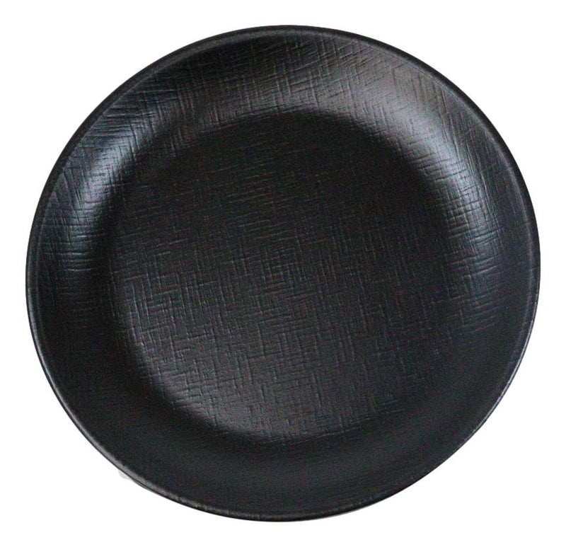 Pack Of 6 Black Silk Melamine Round Appetizer Dessert Side Dishes Plates 7"D