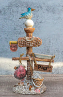 Beach Coastal Pelican Bird On Getty Post Seashells Boat Nautical Sign Figurine