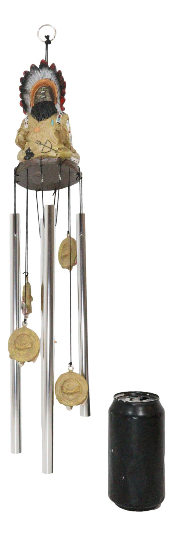 Western Indian Chief With Roach Headdress And Peace Pipe Decorative Wind Chime