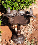Rustic Cast Iron Hummingbirds Perching On Ornate Garden Bird Feeder Bath 11"H