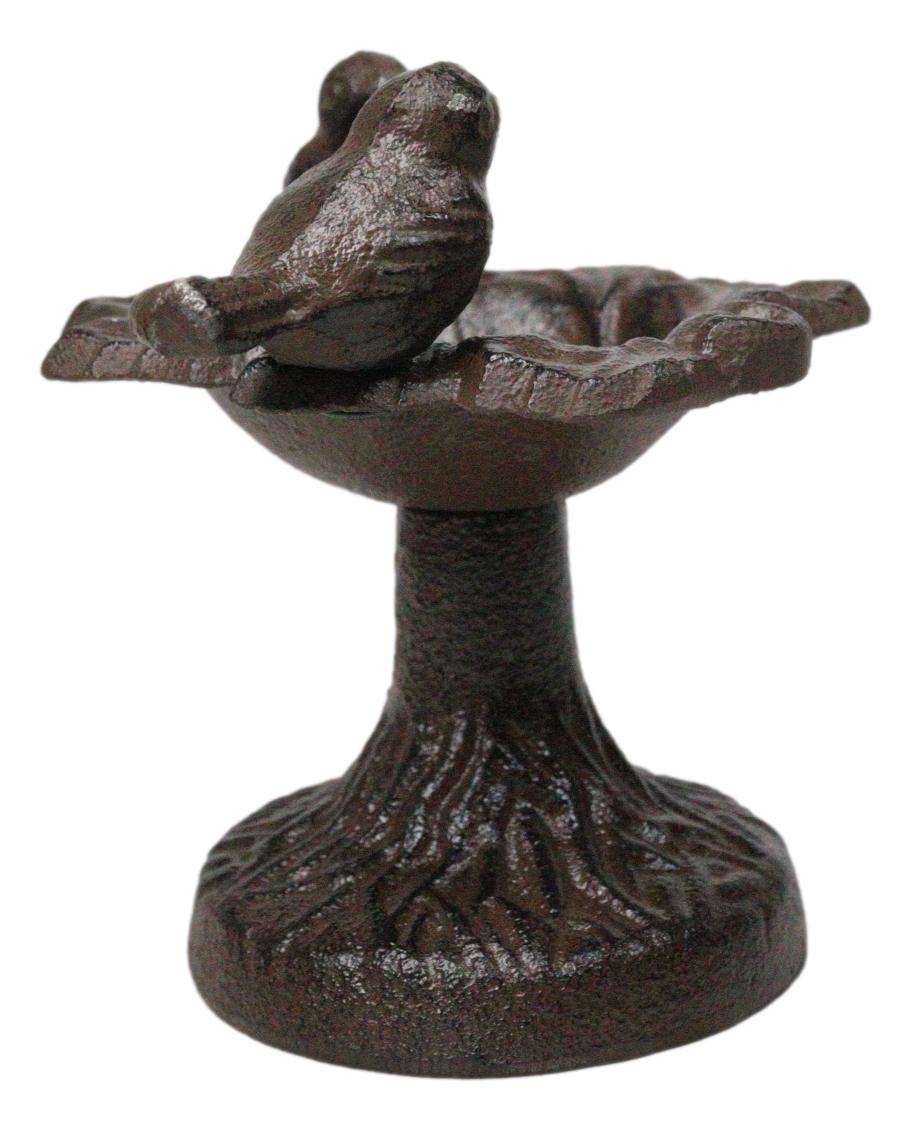 Cast Iron Rustic Whimsical Two Birds On Tree Bird Feeder Bath Small Sculpture