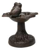 Cast Iron Rustic Whimsical Two Birds On Tree Bird Feeder Bath Small Sculpture