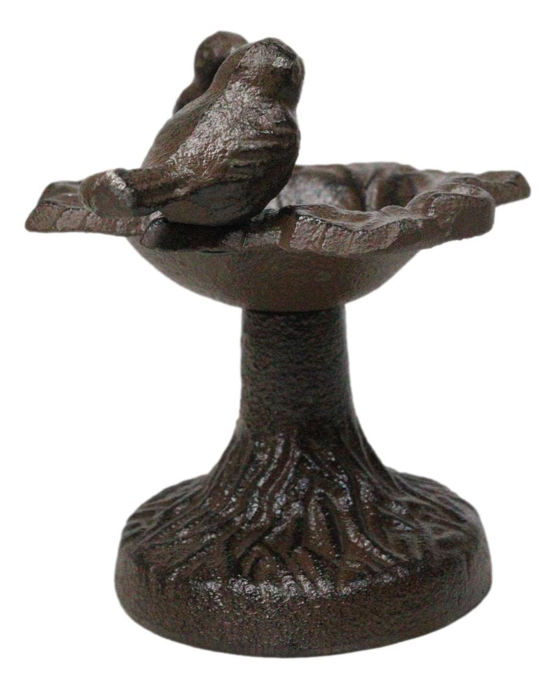 Cast Iron Rustic Whimsical Two Birds On Tree Bird Feeder Bath Small Sculpture