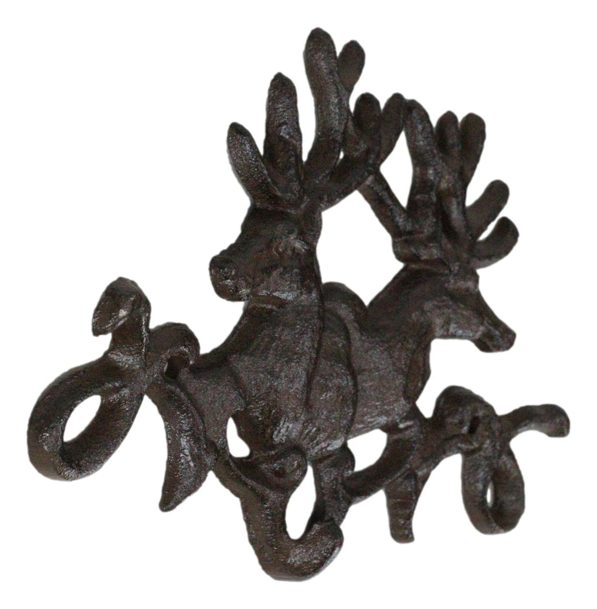 Forged Cast Iron Double Stag Deer Antlers Wall Hooks For Keys Leashes Scarves