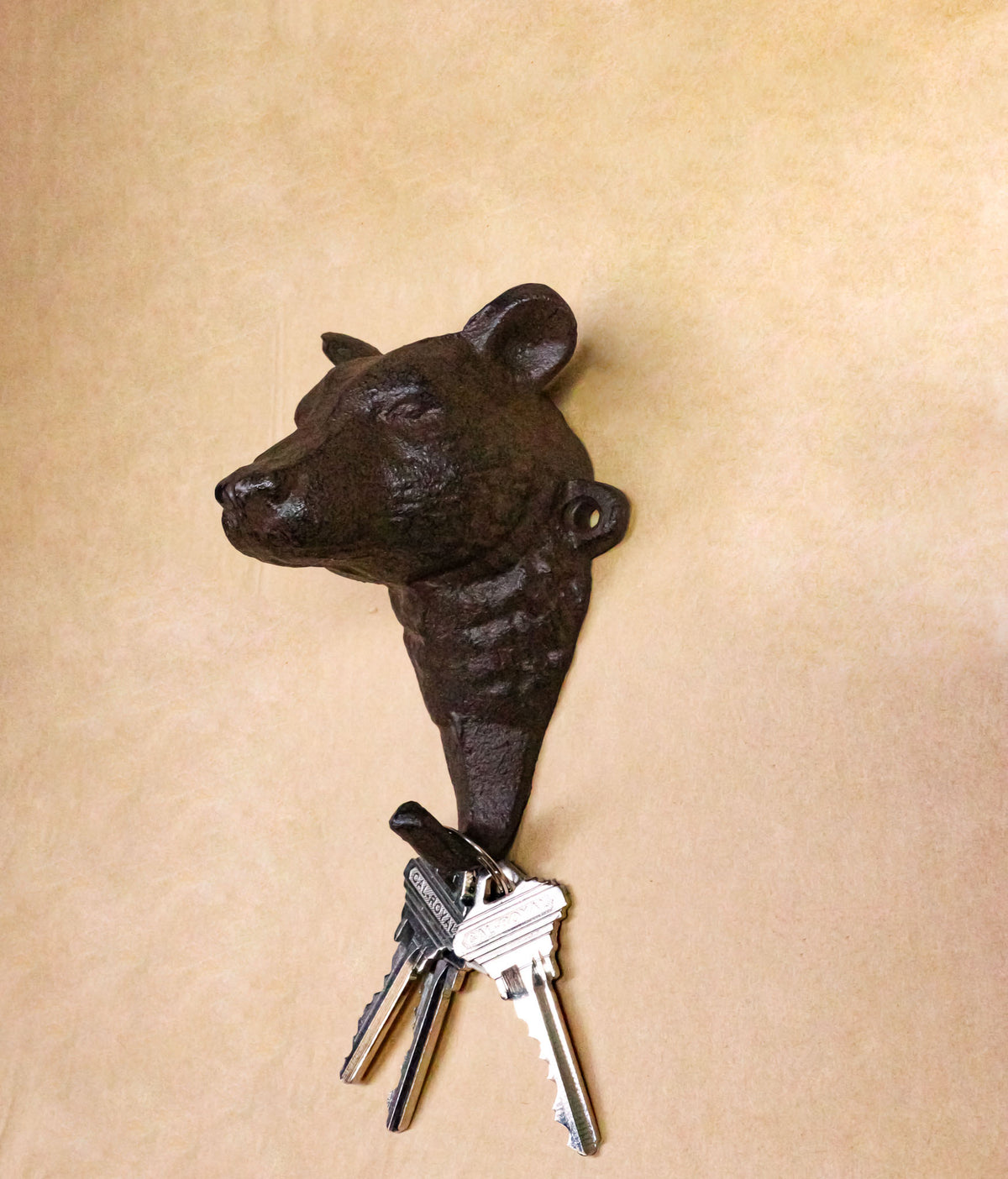 Pack Of 2 Cast Iron Rustic Forest Black Bear Wall Hook Sculptures For Coats Keys