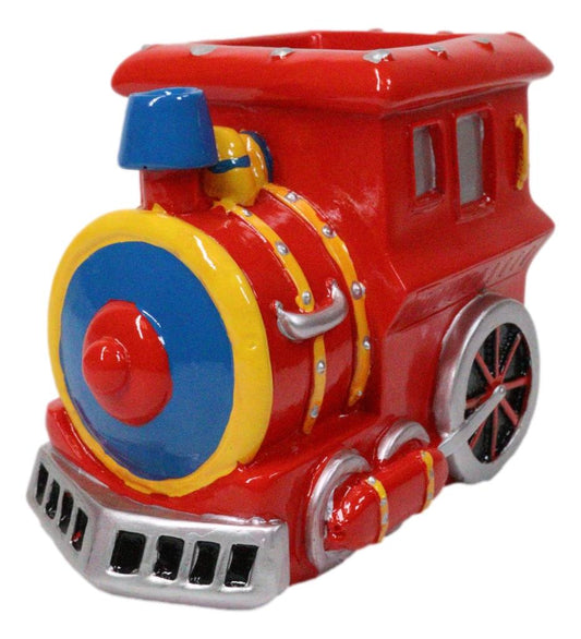 Red Colorful Choo Choo Train Locomotive Stationery Pencil Holder Figurine 5"L