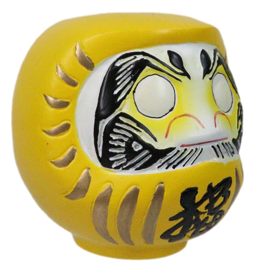 Yellow Talisman of Protection Japanese Zen Daruma Figurine With Unpainted Eyes